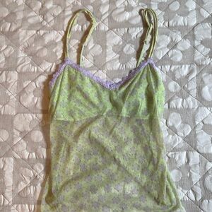 Cosabella Italy Lilac Mint Green Print Lace Stretch Camisole Cami Top S